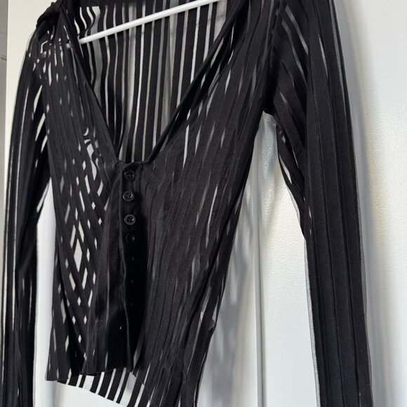 Revice Denim Sheer Long Sleeve Top - Picture 3 of 5